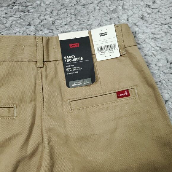 Levi's Baggy Trouser Pants Khaki Tan Twill Loose Y2K Trousers Women's Size 23x31 - Picture 4 of 11